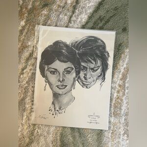 RARE Sophia Loren 1962 Sketch by Nicholas Volpe — Two Women — 8x10 PRINT